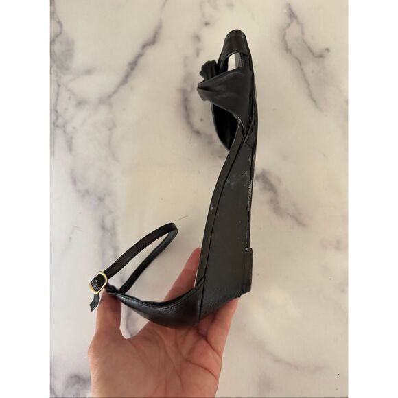 Lauren Ralph Lauren women's size 8.5-9 wedge black knot tie open toe - Picture 4 of 5